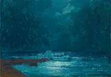 Moonlight on the coast by Granville Redmond, oil on canvas, sold Aug 2016