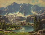 Summit Lake, High Sierra by Paul Grimm, 1947, oil on canvas board, offered Aug 2016