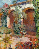 Norman S. Chamberlain, Chamber in Mission San Juan Capistrano, oil on canvas board