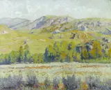 Landscape with trees and hills by Maurice Braun, oil on canvas, offered Aug 2016