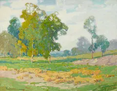 Paul Lauritz, Eucalyptus and green fields, oil on canvas