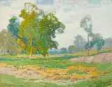 Paul Lauritz, Eucalyptus and green fields, oil on canvas