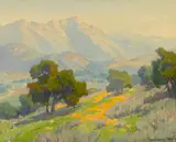 Wildflowers along a San Gabriel hillside by Marion Wachtel, watercolor on paper, sold Aug 2016