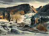Paul Lauritz, View of a stream in winter, 1946, oil on canvas