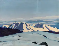 Oscar Jacobson, Snow covered mountains, 1938, oil on canvas