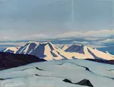Oscar Jacobson, Snow covered mountains, 1938, oil on canvas