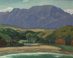 Eugene Savage, A view of the Hawaiian coast and two other Hawaiian subjects (A group of three), first and third inscribed 'Eugene Savage' (on the reverse)