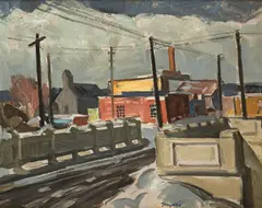 Frank Harmon Myers, New Mexico town, 1933, oil on masonite