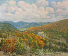 Raymond Everett, Austin from the hills, 1946, oil on canvas