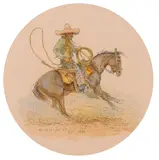 Olaf Wieghorst, Vaquero roping, 1982, watercolor and ink on paper