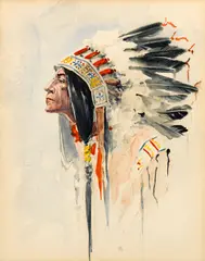 Edgar Samuel Paxson, Indian Chief, watercolor on paper