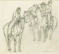Looking by Edgar Alwin Payne, pencil on paper, offered Aug 2016