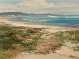 Albert Thomas Derome, Spanish Bay, oil on canvas affixed to board