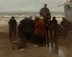 Awaiting the fishing fleet by William Frederic Ritschel, oil on canvas, sold Apr 2016