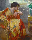 Matteo Sandona, In her Kimono, oil on canvas