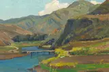Bridge at Aliso Canyon by William Wendt, oil on canvas, sold Apr 2016