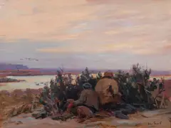 Hunting scene by John Frost, oil on board, sold Apr 2016