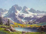 Paul A. Grimm, Sierra slopes, 1939, oil on board