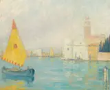 William Posey Silva, On the Lido, Venice, oil on canvas board