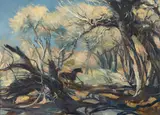 Emil Kosa Jr., Silver woods, oil on masonite