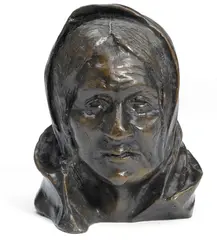 Henry Farny, Pueblo of Zuni Bernice Isabel Saye, 1899, bronze with brown patina