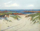 Lionel Walden, Path through the dunes, oil on canvas board