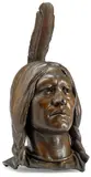 Cyrus Edwin Dallin, Head of Massasoit, circa 1921, bronze with greenish-brown patina