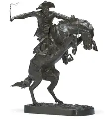 Bronco Buster by Frederic Remington, bronze with dark brown patina, sold Apr 2016