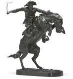 Bronco Buster by Frederic Remington, bronze with dark brown patina, sold Apr 2016