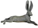 Mark Rossi, Black-tailed jackrabbit reclining, bronze with green patina