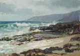 Lionel Walden, View of the Hawaiian coast, oil on canvas board