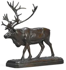 James Lippitt Clark, Caribou, 1925, bronze with brown patina