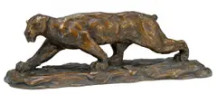 Melvin Earl Cummings, Striding sabretooth, 1916, bronze with light brown patina