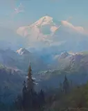 A golden afternoon, Mount McKinley National Park, Alaska by Sydney Laurence, 1927, oil on canvas, sold Apr 2016