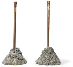David Ireland, Untitled (Two Candlesticks), concrete, coarse aggregate and copper pipes