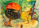William T. Wiley, No Dumping (your files will have the proper name), 1978, watercolor, crayon and graphite on paper