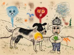 Untitled by Roy De Forest, 1980, pastel, colored pencil, metallic paint and graphite on paper, sold May 2016