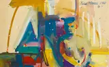 Roland Petersen, Artist with Easel and Chair