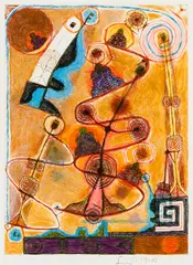 Frank Lobdell, 1.19.01, 2001, crayon, ink and marker on paper