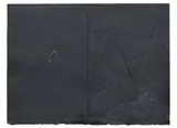 Joe Goode, Untitled (from the Black / Nighttime series), 1977, oil on cut, torn and creased paper