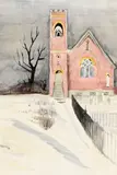 Charles E. Burchfield, Churchyard in Winter, watercolor and pencil on paper