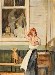 Cats by Stuart Davis, watercolor and pencil on paper, sold May 2016