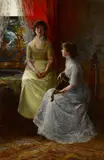 Hamilton Hamilton, A Conversation, oil on canvas