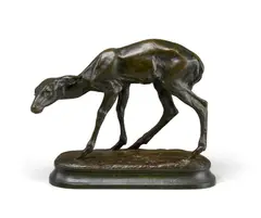 Fawn (Fate) by Alexander Phimister Proctor, 1887, bronze with brown and green patina, sold May 2016