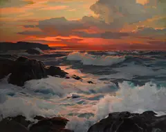 Frederick Judd Waugh, The Setting Sun, oil on board