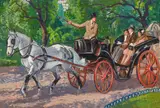 Gifford Beal, Central Park Hack, oil on Masonite