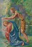 John La Farge, The Baptism of Christ (after Nicholas Poussin), circa 1902, watercolor, gouache and pencil on paperboard