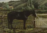 George Henry Burgess, Horse on a ranch, Marin County, 1887, oil on canvas