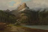 Edward Hill, Riders with pack horses in a mountain landscape, oil on canvas