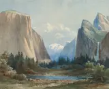 Chris Jorgensen, Yosemite Valley, watercolor on paper affixed to board
